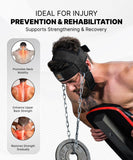 DMoose Fitness Neck Harness for Weight Lifting - Soft Padded Head & Chin Strap with 30" Heavy Duty Steel Chain - Neck Exerciser, Trainer & Strengthener to Support Injury Recovery (Black Legacy)