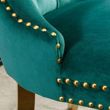MOOLSUN Velvet Dining Chairs Set of 6, High Back Side Chairs, Modern Padded High-End Tufted Upholstered Chairs with Button-Tufted Back & Rear Pull Tabs, Gold Plated Leg E-Green(Gold Plated Leg)