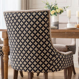 MOOLSUN Fabric Dining Chairs Set of 4, High Back Side Chairs, Modern Padded High-End Tufted Upholstered Chairs with Button-Tufted Back & Rear Pull Tabs, Solid Wood Legs Beige+Black(Wood Legs)