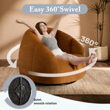 Gericco Giant Bean Bag Swivel Chair for Adults with Ottoman - Comfy Plush Round Shell Soft Accent Chaise Lounge Indoor Chair, Oversized Cozy Floor Sofa for Living Room Game Rooms, Orange