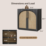 MorganBrig Storage Cabinet with Rattan Doors, 63'' W Arched Buffet Cabinet