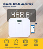 A&D Medical Digital Body Weight Scale, UC-356BLE Bluetooth Bathroom Weight Machine, UltraWide Platform and Large Display, Syncs with A&D App,550lb (249kg), Batteries Included, White