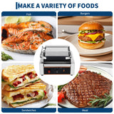 YS-811C 1800W Commercial Panini Press & Electric Grill, 9x9 Inch Sandwich Maker with 6-Temp Control, 110V Indoor Grill for Burgers, Panini, Breakfast, Silver