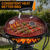 Portable Charcoal Grill with Fan-Assisted Airflow, 17-Inch Small Kettle BBQ Grill, Built-In Thermometer, Lift-Out Charcoal Tray for Camping, Tailgating, Patio, Backyard