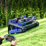 AIWEIYA-Remote Control Lawn Mower,Oil-Electric Hybrid Crawler Track Mower,3-15CM Cutting Height Professional Landscape and Estate Mower for 100% Slope(45°) Large Turf Grass Cutting