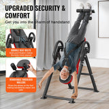 VEVOR Inversion Table, 300 lbs Capacity Heavy Duty Inversion Table, Decompression Back Stretcher Machine, Strength Training Equipment with Headrest, Ankle Lock, Adjustable Protective Belt, Red/Black