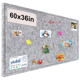 Large Bulletin Board, Foldable 60x36 Inches Cork Board Alternative, Large Felt Board Decorative Pin Board for Wall, Foldable Photo Board Self-Adhesive Vision Board with 36 Pushpins Light Gray