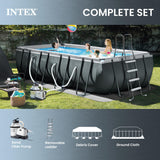 INTEX 26355EH Ultra XTR 18ft x 9ft x 52in Above Ground Swimming Pool Set with Sand Filter Pump, Inflatable Lounge Pool Recliners (2-Pack) and Inflatable Beverage Cooler