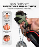 DMoose Fitness Neck Harness for Weight Lifting - Soft Padded Head & Chin Strap with 30" Heavy Duty Steel Chain - Neck Exerciser, Trainer & Strengthener to Support Injury Recovery (Military Green)