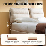 ModernMate Queen Bed Frame with 4 Storage Drawers, Upholstered Bed Frame with Adjustable Headboard, Dual Cushions Design, OEKO-TEX Fabric, Noise-Free, Wooden Slats Support, No Box Spring Needed, Beige