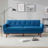 Kingfun 77.2" W Loveseat Sofa, Mid Century Modern Decor Love Seat Couches for Living Room, Button Tufted Upholstered Furniture, Solid & Easy to Install Small Couch for Bedroom Office Apartment, Blue