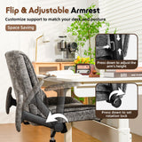 Criss Cross Chair with Wheels & Flip Arms, Wide Cross Legged Office Chair with Adjustable Tilt Criss-Cross Desk Chair