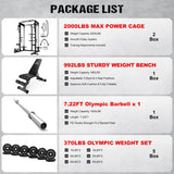 JELENS C21 Power Cage, 2000LBS Multi-Function Power Rack with Independent Dual Pulley System, All-in-One Squat Rack for Cable Crossover, Home Gym Workout Machine (Black, 370LBS Black)