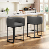 26" H Counter Height Bar Stools Set of 4, Modern Barrel Counter Stools with Backrest and Arms