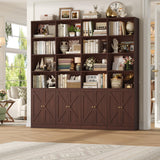 FACBOTALL 72.8" Large Bookshelf, Farmhouse Bookshelf with 8 Doors, Cherry