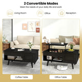 GIANTEX Lift Top Coffee Table, Modern Cocktail Table with Hidden Compartment, Open Shelf & Cabinet, Wooden Flip Top Center Table, Pull up Coffee Table for Home Office, Living Room (Black)