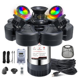 RELIY Pond Fountain Aerator, With 4 RGB Lights 1HP 110V 15000 GPH Stainless Steel Fountain Pump