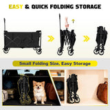 500LBS Collapsible Foldable Wagon Carts - 230L Large Collapsible Wagon Cart with 360° Swivel Brakes Wheels, Portable Utility Lightweight Folding Cart
