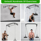 SELEWARE 48" Wall Mount Pull Up Bar with Pulley System, Heavy Duty Multi-Grip Chin Up Bar for Home Gym, 500 lbs Capacity, Fits 16" & 24" Wood Studs, Upper Body Workout Equipment for Strength Training