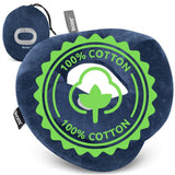 BCOZZY Organic Cotton Double Support Neck Pillow for Travel - 3 Ergonomic Positions for Head, Neck, and Chin Comfort - Ideal for Sleeping Upright on Flights, Cars, and at Home – Large, Navy