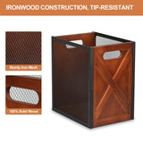 4.5 Gallon Office Trash Can, Wood Small Waste Basket with Iron Mesh, Decorative Garbage Can for Home Office, Kitchen, Bedroom, Living Room Bathroom