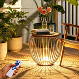 MIUWLXT 18" Outdoor Solar Side Table,Black Metal Material with Remote