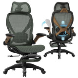 ELABEST X100 Ergonomic Mesh Office Chair with Footrest, Big and Tall Home Desk Chair with 5D Flip-Up Arms, Adjustable 3D Lumbar Support, Gaming & Executive Computer Chair (Forest Ranger)