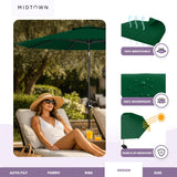 Midtown Umbrellas - The Lean 8 Ft Patio Umbrella with Fade-Resistant Sunbrella Fabric, Auto-Tilt Aluminum Frame and 8 Reinforced Ribs for Deck, Pool & Garden - Forest Green Canopy, Black Pole