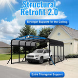 12x20FT Heavy Duty Metal Carport with Side Support Poles for All Weather