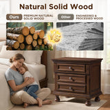 LUXOAK Fully Assembled Solid Wood Nightstand Set of 2 with Storage Drawers