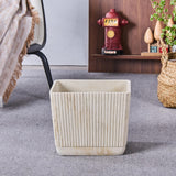 Ribbed Natural Travertine Striped Textures Small Bathroom Trash Can 2.5 Gallon(9 Liter), Resin Heavy Sturdy Kitchen Garbage Can,Living Room Bedroom Trash Can, Decorative Wastebasket for Home, Office