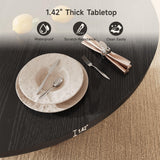 41-78 Inch Extendable Dining Table for 4-8, Fluted Expandable Kitchen Table with Storage, 2 Leaf