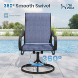 PHI VILLA 7 Pcs Patio Dining Set, Swivel Chairs & Wood-Look Table, Blue
