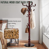 73" Wooden Coat Rack Stand, Coat Racks Freestanding With 14 Hooks And Solid Round Base  (Red sandalwood) rlosqvee