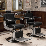 Hicomony Heavy Duty Barber Chair Hydraulic Hair Salon Chairs for Hair Stylist Tattoo Armchair Beauty Equipment Black Silver
