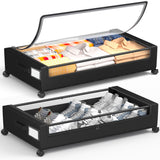 YEEBONIX Under Bed Storage With Wheels, 2 Pack Square Containers, 60L Bins, Rolling Metal Drawer for Clothes, Blankets, Shoes