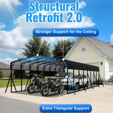 20x30FT Large Heavy Duty Carport with Side Support Poles for All Weather
