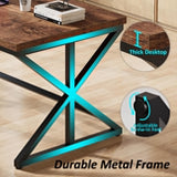 Wooden Metal Executive Pc Computer Desk Table, Wood Student Gaming Study Computer Table for Bedroom Living Room