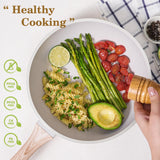 SODAY 12 Pcs Pots and Pans Set Non Stick, Cookware Sets White Granite Induction Cookware, Non-toxic Healthy Nonstick Kitchen Cooking Set