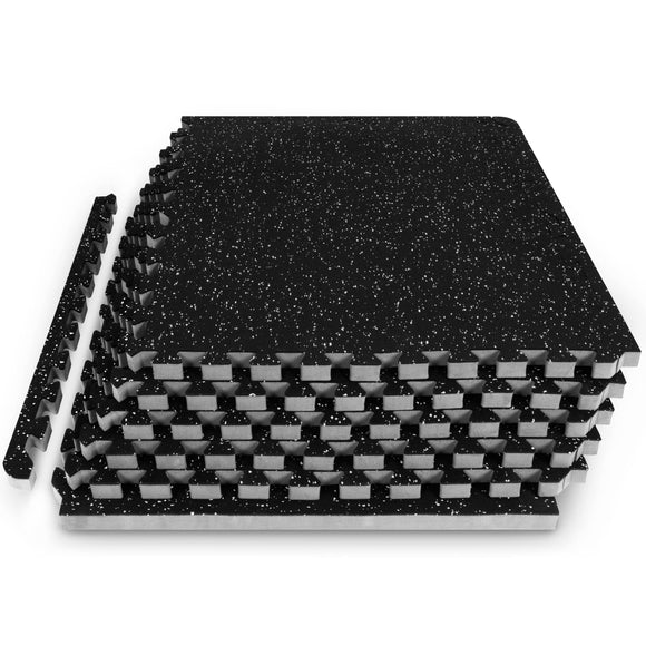 ProsourceFit Rubber Top Exercise Puzzle Mat 3/4-inch, 24 SQFT, 6 Tiles, EVA Foam Interlocking Tiles for Home Gym Protective Flooring for Equipment and Workouts, Grey ProsourceFit