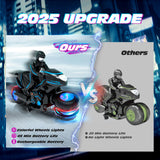 Tecnock RC Motorcycle, Remote Control Motorcycle with LED Lights, RC Car Dirt Bike Toy, 360° Spins and Flips, Rechargeable Batteries, Gift for Boys Ages 5-7, 8-12