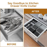 NIUXX Knife Drawer Organizer, Large Capacity In-Drawer Knife Block Set Holds 20 Knives and 1 Sharpening Steel (Not Included), Suitable for Knife Organizer for Kitchen Drawer