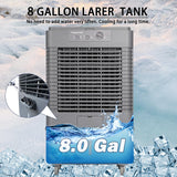 YougetTech 37'' Swamp Cooler Outdoor, 3000CFM Evaporative Air Cooler with 8 Gal Water Tank, Portable Evaporative Cooler with Dust proof bag, 120° Oscillation, 3 Speed for Garage, Yard, Patio, Grey