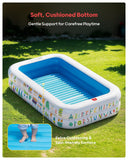 QPAU Kiddie Pool – 65" x 39" Inflatable Pool for Kids & Toddlers, Ball Pit & Baby Pool with Soft Floor, Educational Alphabet & Number, Durable Outdoor Play Toys for Backyard & Indoor Fun (Blue)