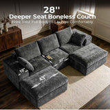 ReeQuo 120" Oversized Modular Sectional Sofa, Boneless Couch for Living Room, Modern Comfy 5 Seat U Shaped Cloud Couch Sectional with Movable Ottoman, Removable Covers, 28" Extra Deep Seat, Dark Grey