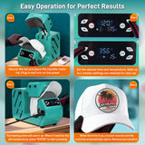 Auto Hat Heat Press Machine, Automatic Open/Release, 4 Memory Modes, Precise Temp/Timer Control