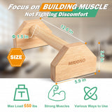 MIUONO Parallettes Push Up Bar, Oak Wood Calisthenics Equipment for Home Gym with Non-Slip Base, Handstand Trainer Push Up Handles