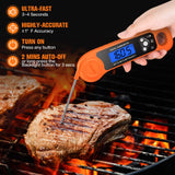 AMMZO Digital Meat Thermometer for Grilling, Candy Thermometer Instant Read Food Thermometer Waterproof with Backlight (Orange)