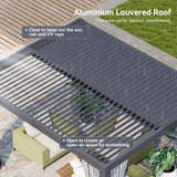 Aoxun Louvered Pergola 12' x16' Full-Aluminum Outdoor Gazebo, Gray