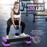 GYMMAGE Aerobic Exercise Stepper - Adjustable Workout Platform, 26.5" Step Deck with 4", 6", 8" Height Risers, Women's Home Gym Cardio Fitness